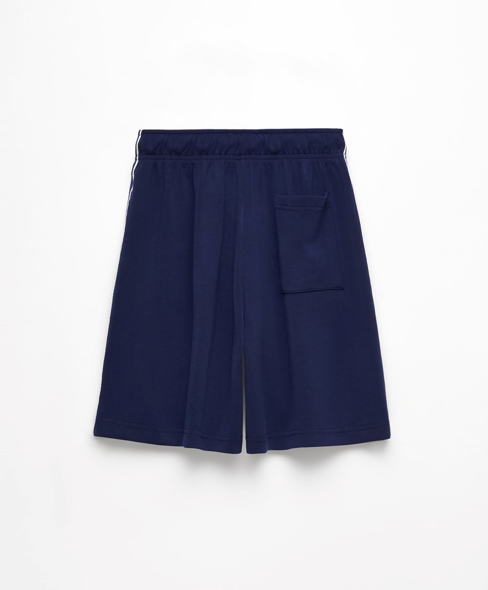 Oysho Csíkos Soft Touch Modal Bermuda Shorts Sötétkék Kék | YNRUWK-976