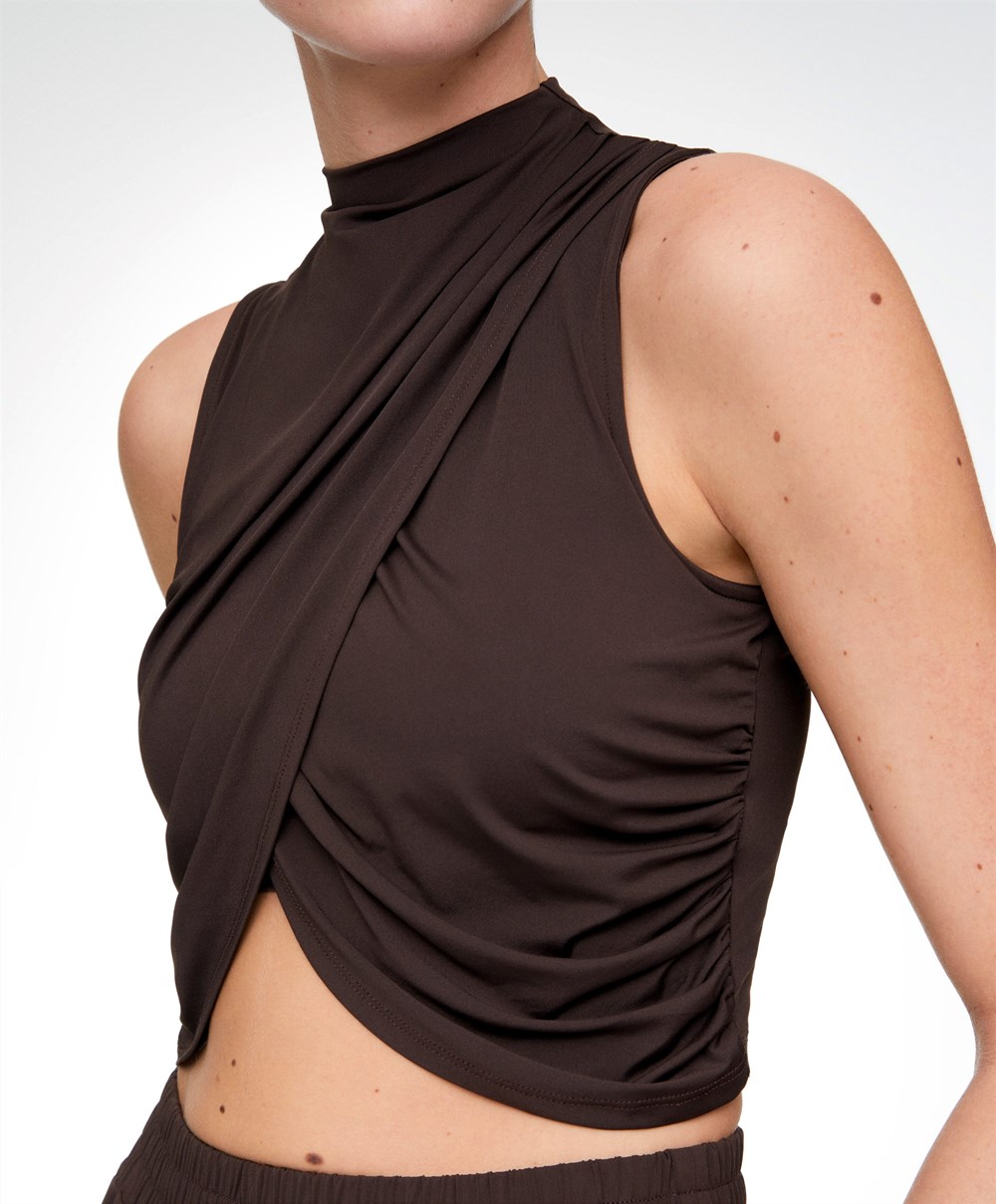 Oysho Draped Crop Top Barna | LOEYBG-850