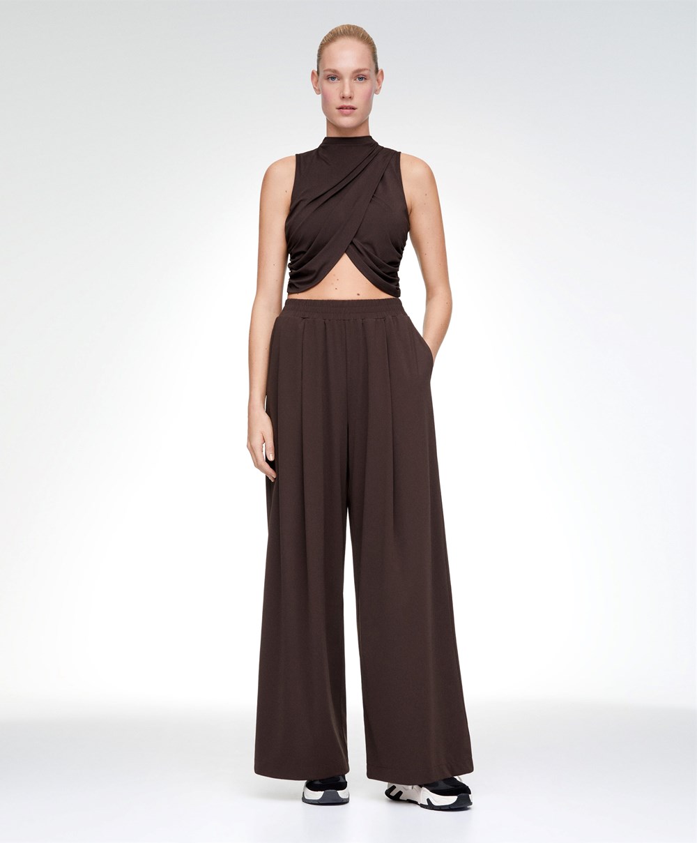 Oysho Draped Crop Top Barna | LOEYBG-850