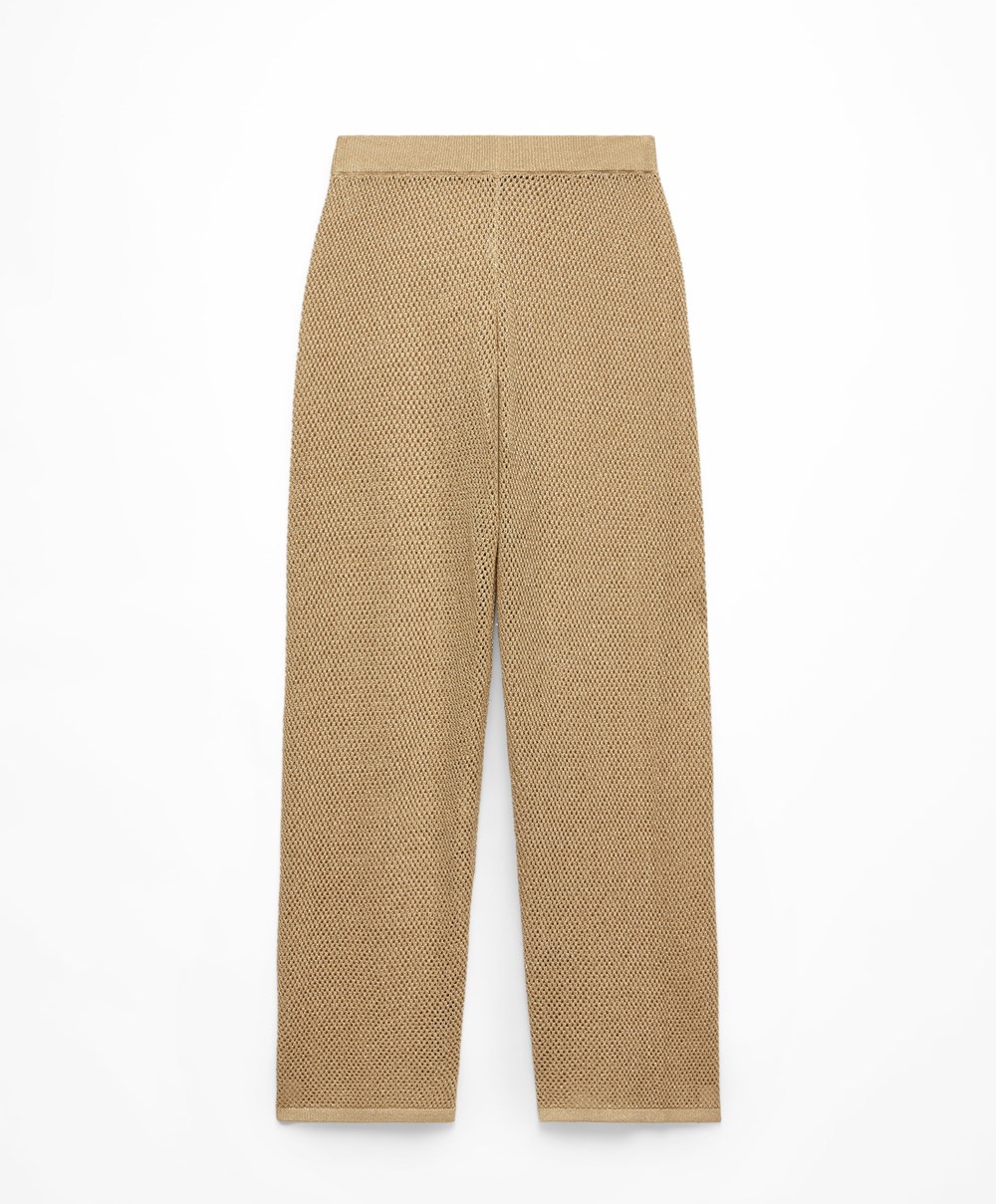 Oysho Egyenes Fit Knit Trousers Arany | RWIQLH-167