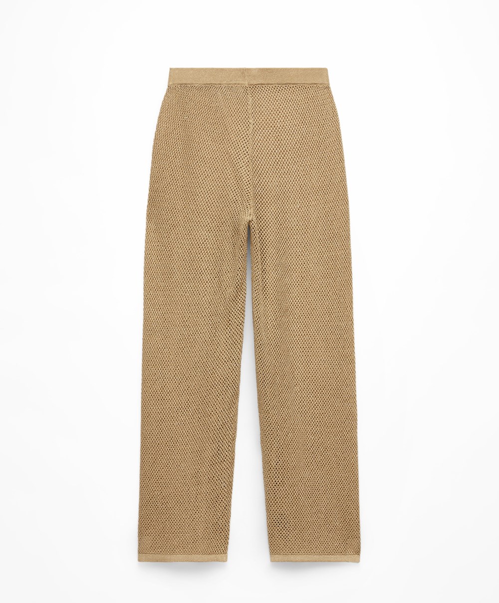 Oysho Egyenes Fit Knit Trousers Arany | RWIQLH-167