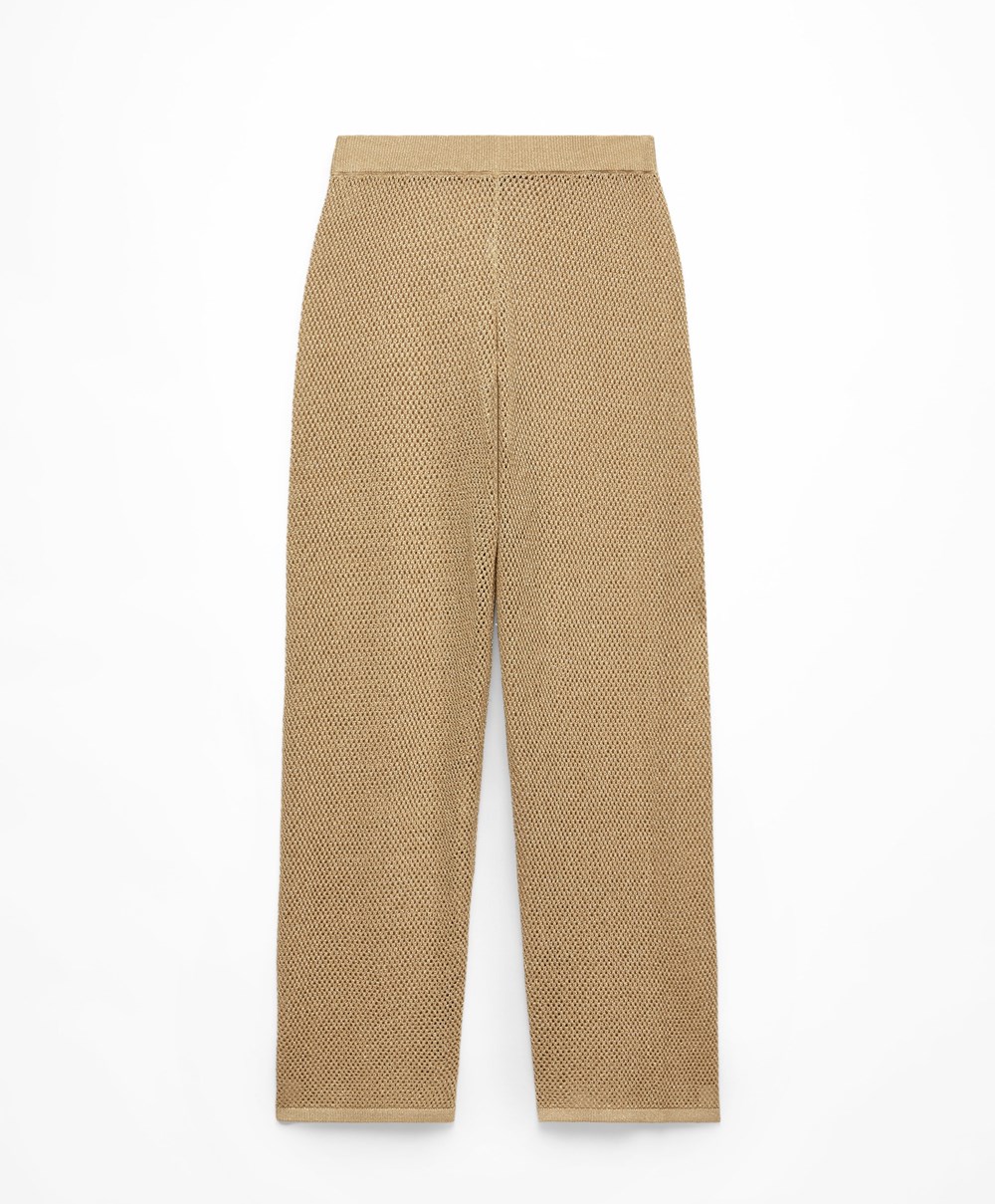 Oysho Egyenes Fit Knit Trousers Arany | WSMGTL-421