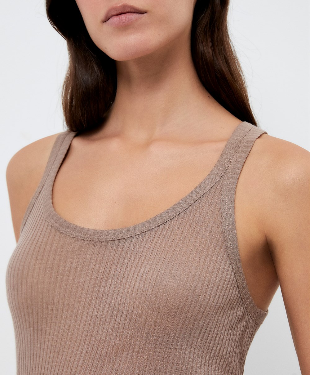 Oysho Extra Fine Vest Top Barna | HZQLJK-270