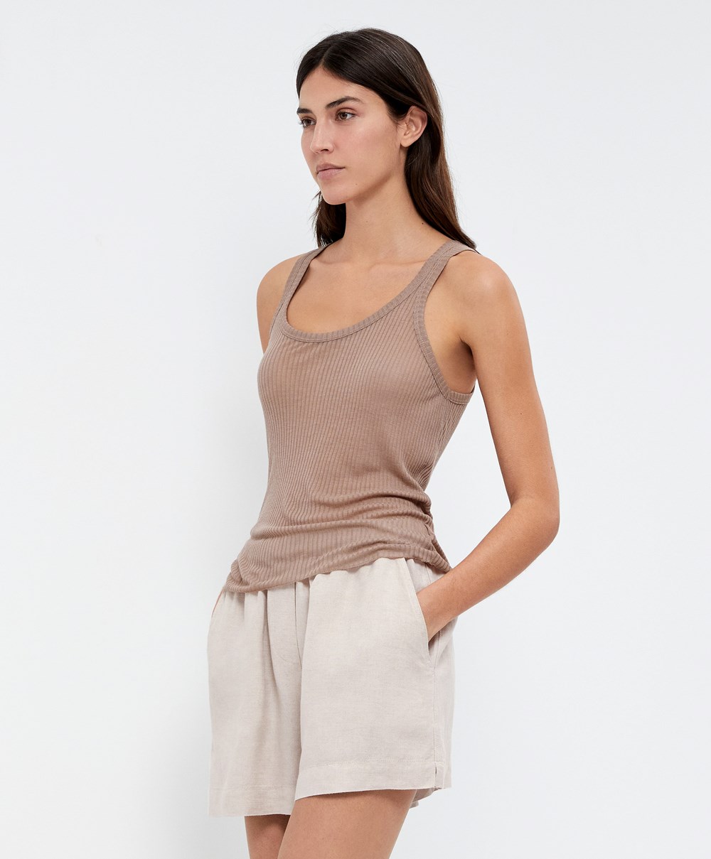 Oysho Extra Fine Vest Top Barna | HZQLJK-270