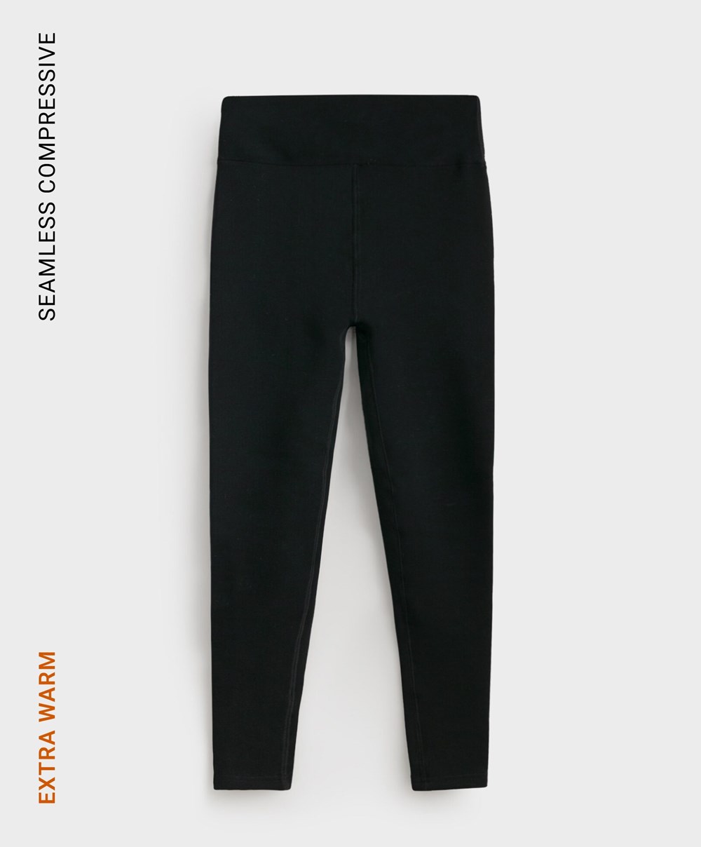 Oysho Extra Warm Compressive 70cm Ankle-length Leggings Fekete | BPAGWU-420