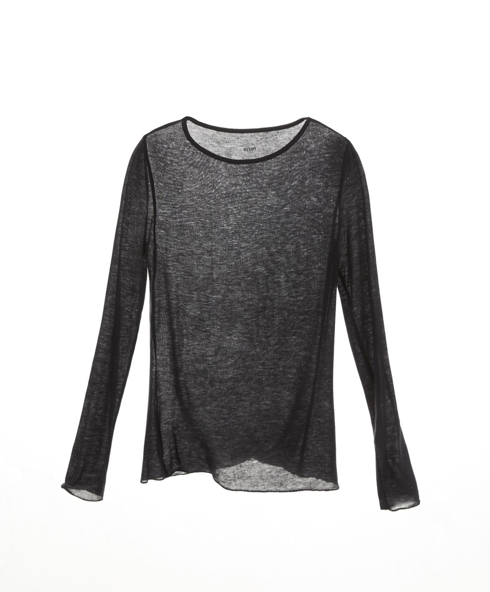 Oysho Extra-fine Knit Long-sleeved T-shirt Anthracite | JTVHXW-578