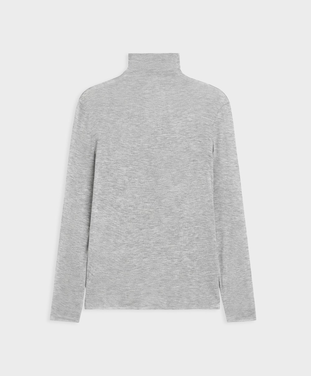 Oysho Extra-fine Long-sleeved T-shirt With High Neck Szürke | YLKUSJ-391