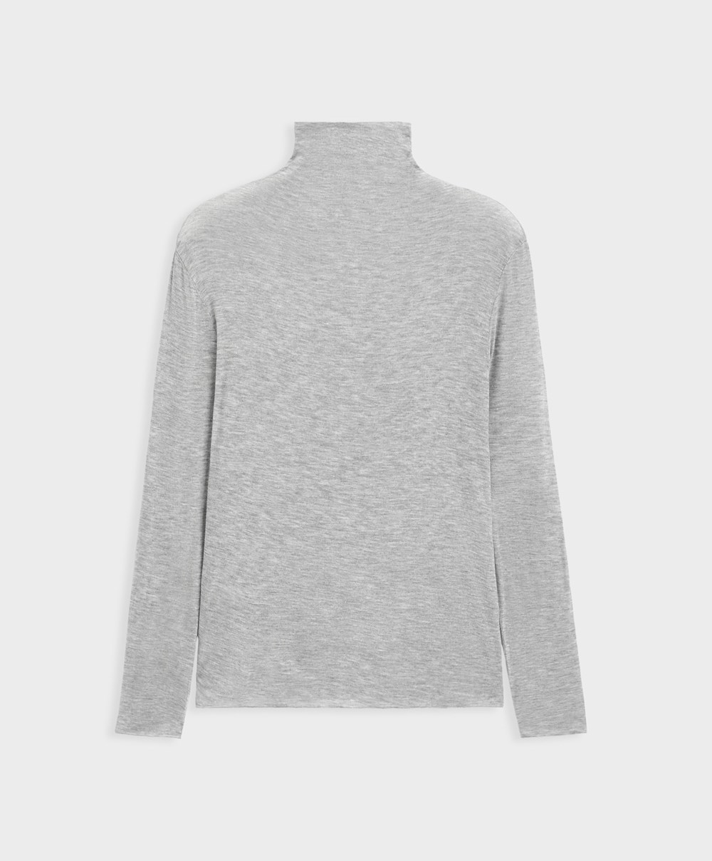 Oysho Extra-fine Long-sleeved T-shirt With High Neck Szürke | YLKUSJ-391