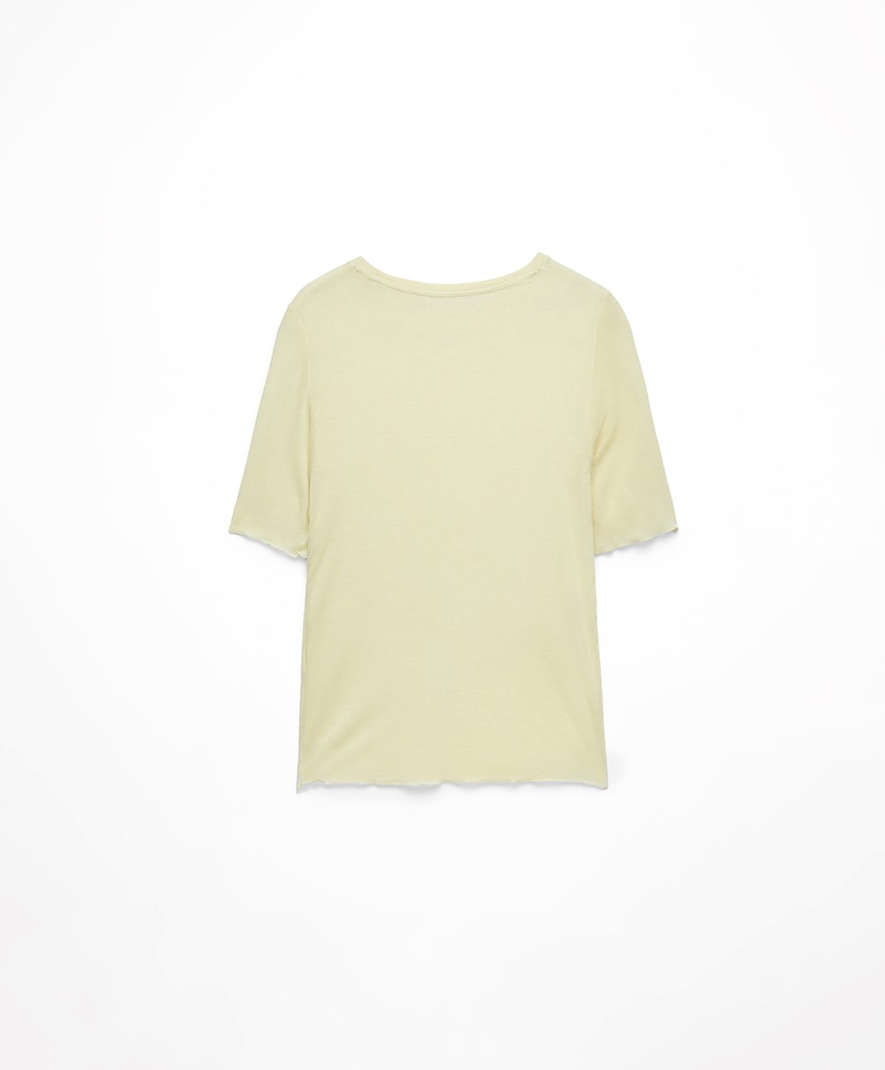 Oysho Extra-fine Rövid-sleeved T-shirt Lime | MFPLVO-423