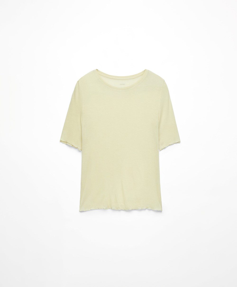 Oysho Extra-fine Rövid-sleeved T-shirt Lime | MFPLVO-423