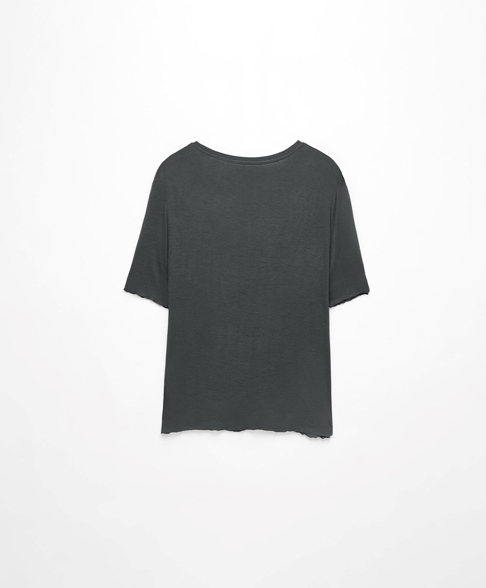 Oysho Extra-fine Rövid-sleeved T-shirt Sötét | FZRSLJ-136