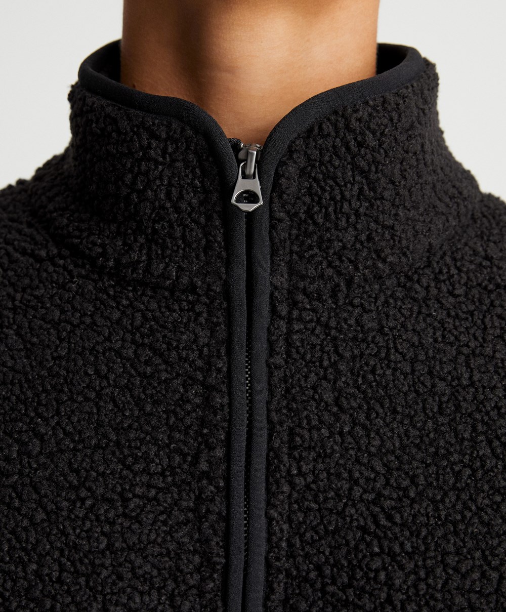 Oysho Faux-shearling Sweatshirt Fekete | SINRQA-269