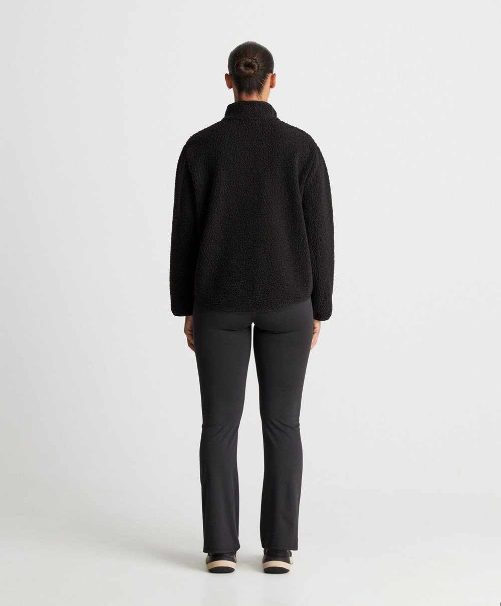 Oysho Faux-shearling Sweatshirt Fekete | SINRQA-269