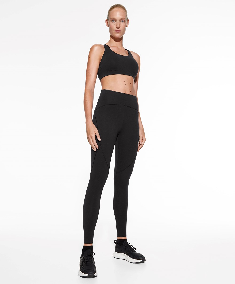 Oysho Firm Support Compressive Sports Bra Fekete | WNDMYO-821