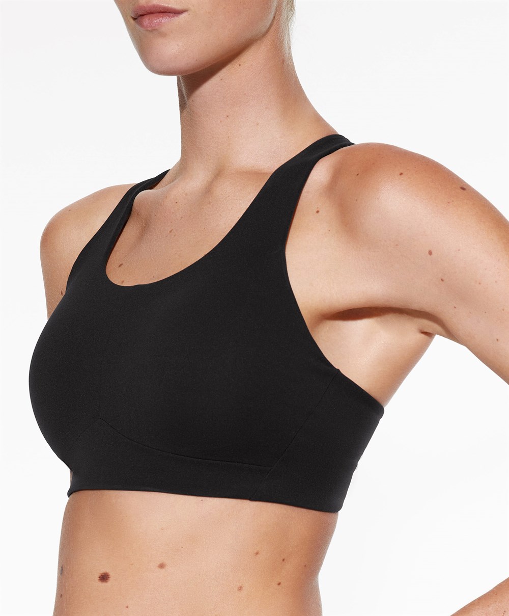 Oysho Firm Support Compressive Sports Bra Fekete | WNDMYO-821