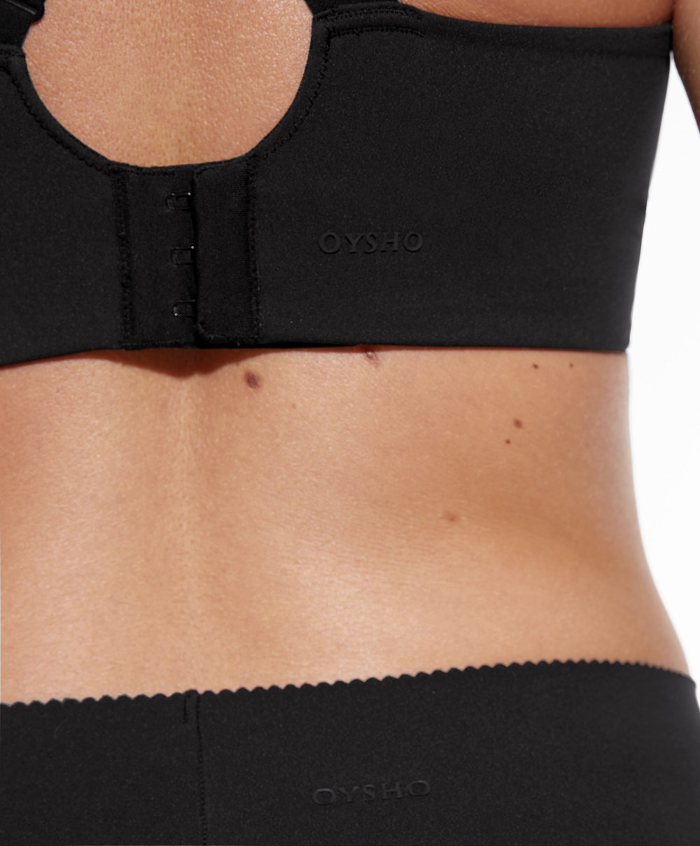 Oysho Firm Support Compressive Sports Bra Fekete | WNDMYO-821