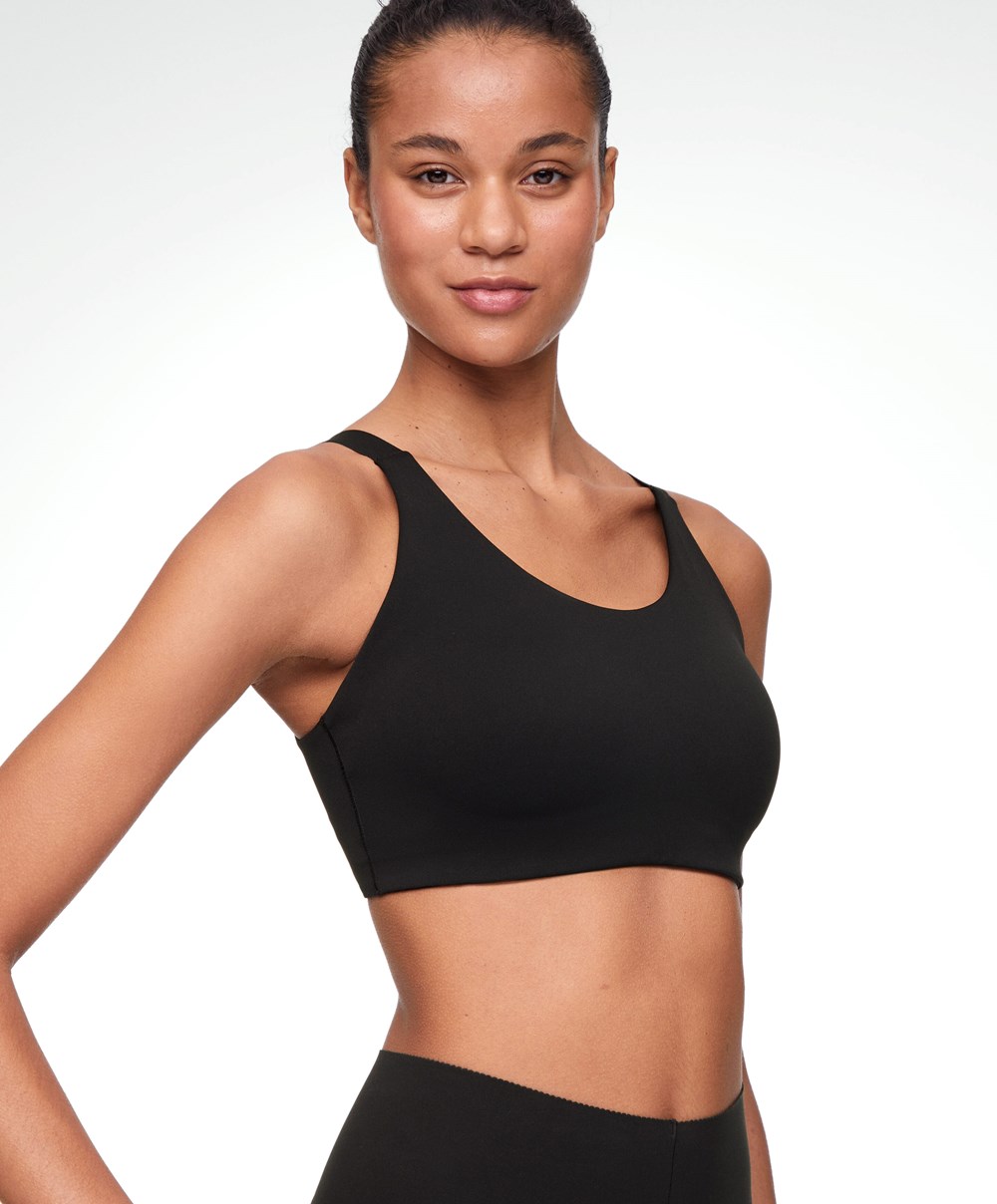 Oysho Firm-support Sports Bra Fekete | PGUZED-649