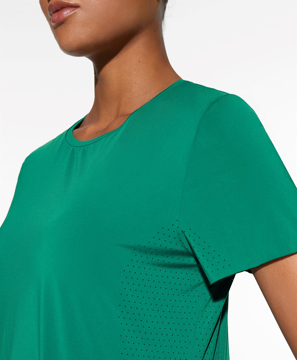 Oysho Fitted Rövid-sleeved Technical T-shirt Zöld | QAKXRO-764