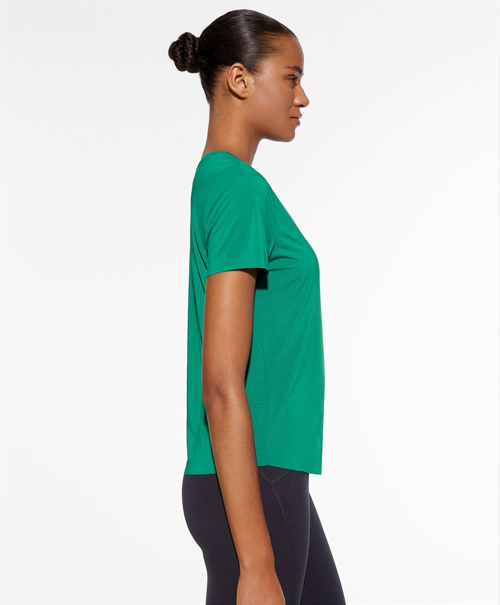 Oysho Fitted Rövid-sleeved Technical T-shirt Zöld | QAKXRO-764