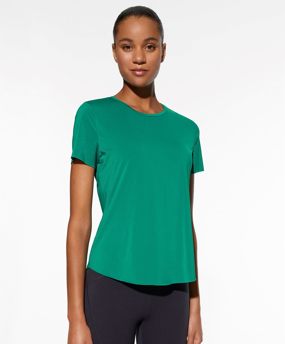 Oysho Fitted Rövid-sleeved Technical T-shirt Zöld | QAKXRO-764