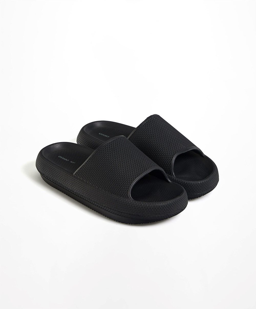 Oysho Flatform Sandals Fekete | BYVRWF-725