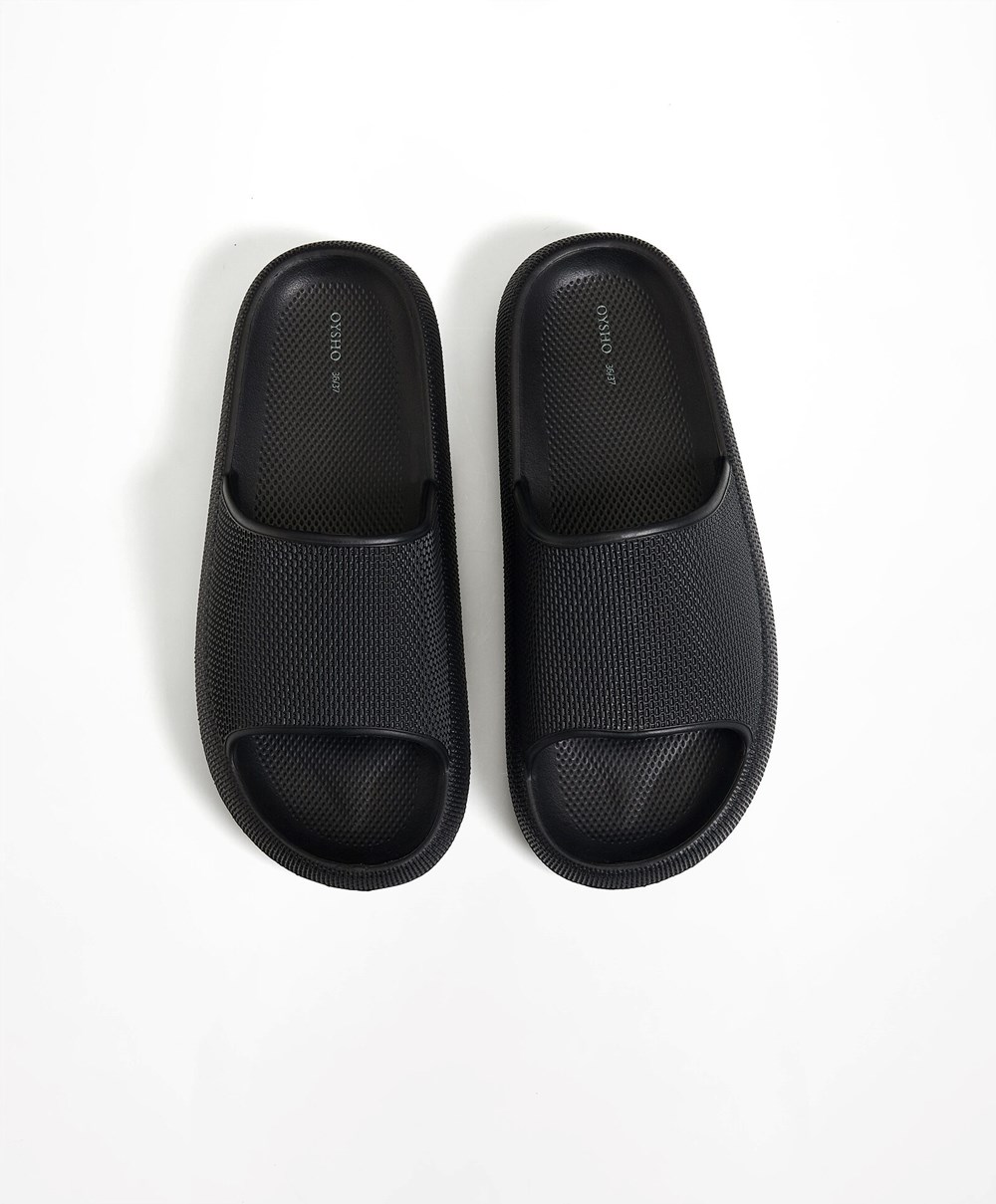 Oysho Flatform Sandals Fekete | BYVRWF-725