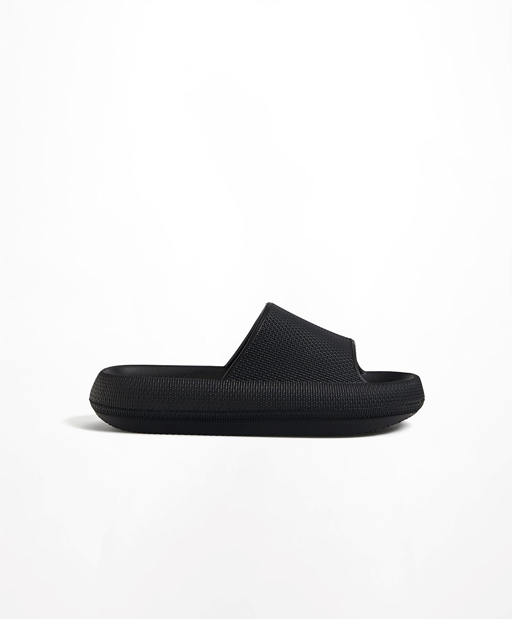 Oysho Flatform Sandals Fekete | GHYITQ-207