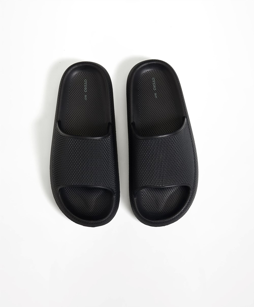 Oysho Flatform Sandals Fekete | ODPTZC-254