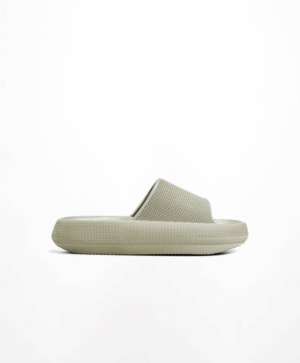 Oysho Flatform Sandals Khaki | AFXDBQ-462