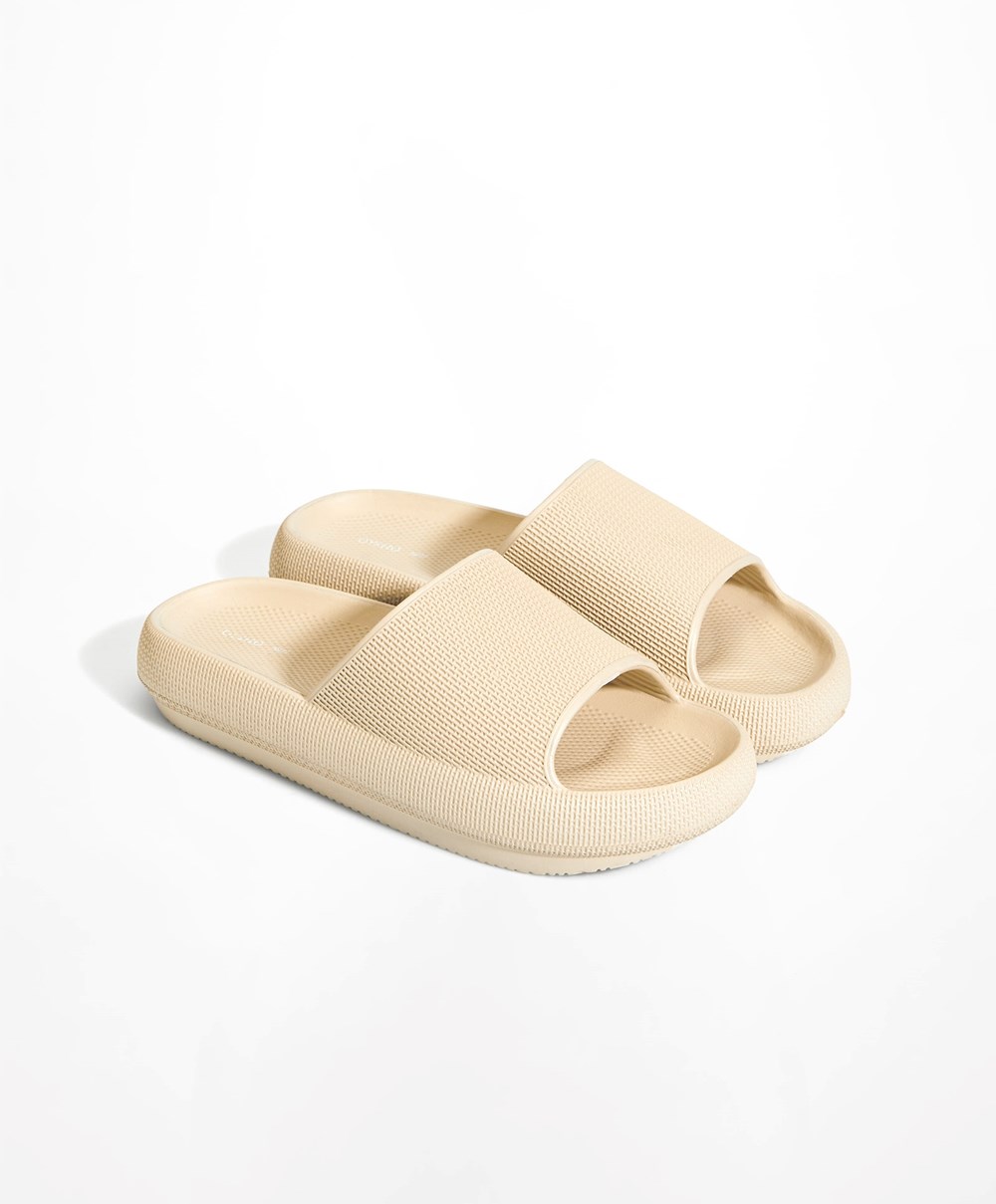 Oysho Flatform Sandals Krém | CIQFVL-694