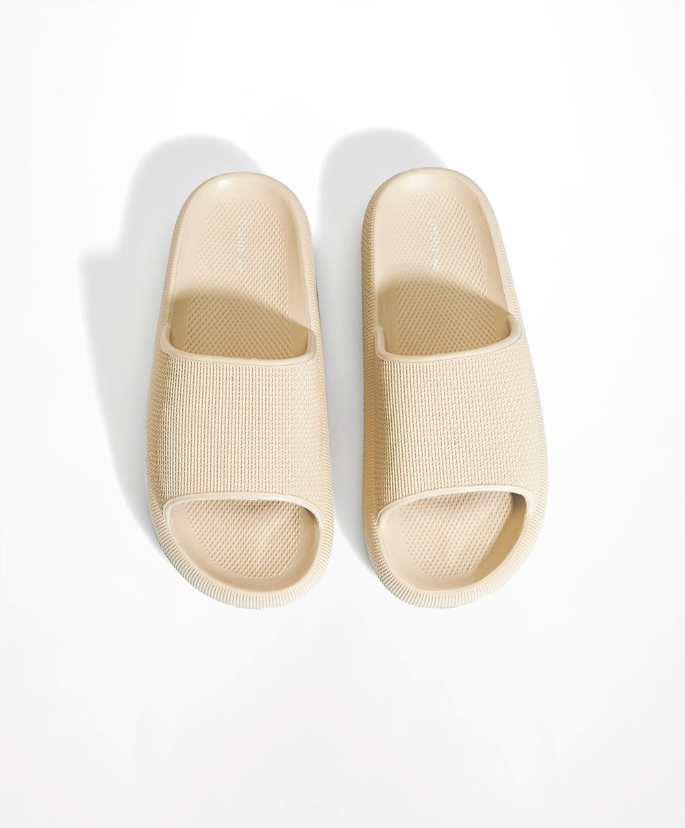 Oysho Flatform Sandals Krém | CIQFVL-694