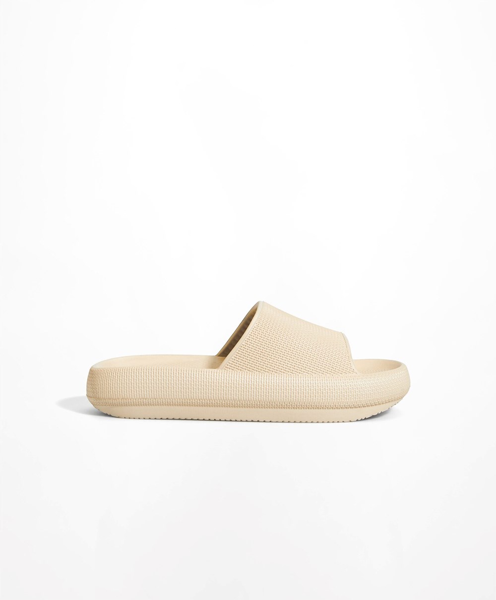 Oysho Flatform Sandals Krém | CIQFVL-694