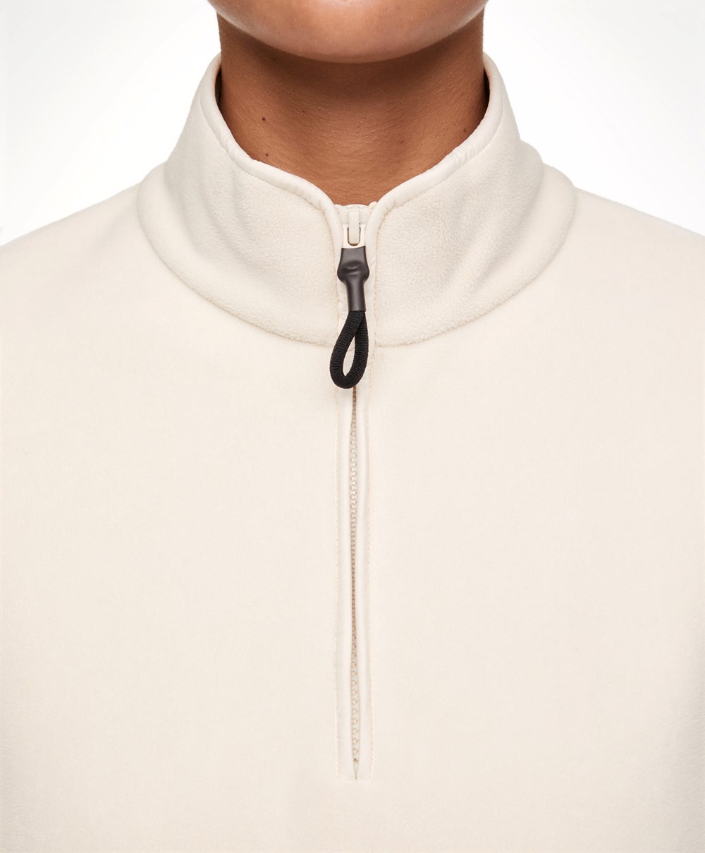 Oysho Fleece Sweatshirt Ecru | GYLZDT-348