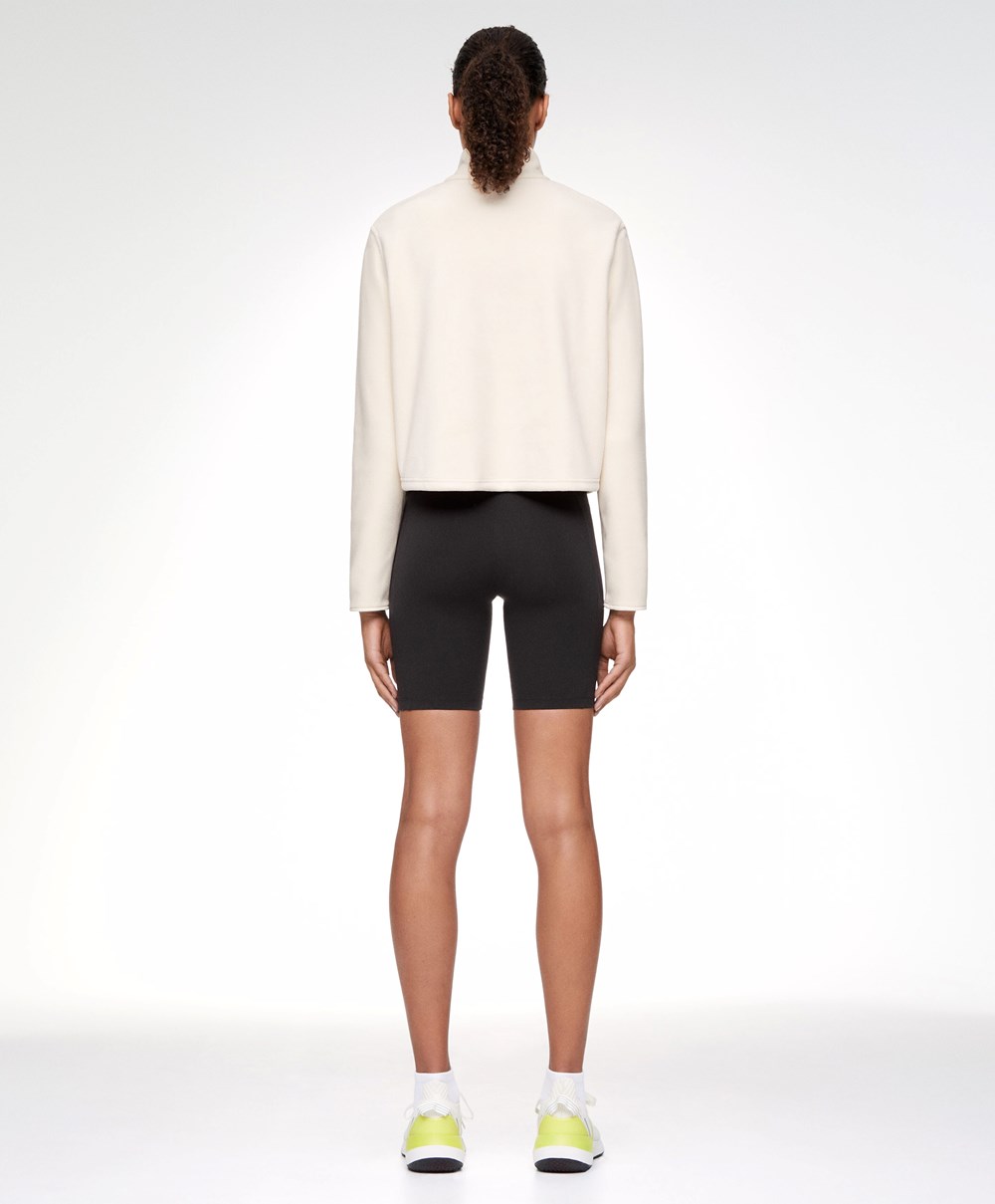 Oysho Fleece Sweatshirt Ecru | GYLZDT-348