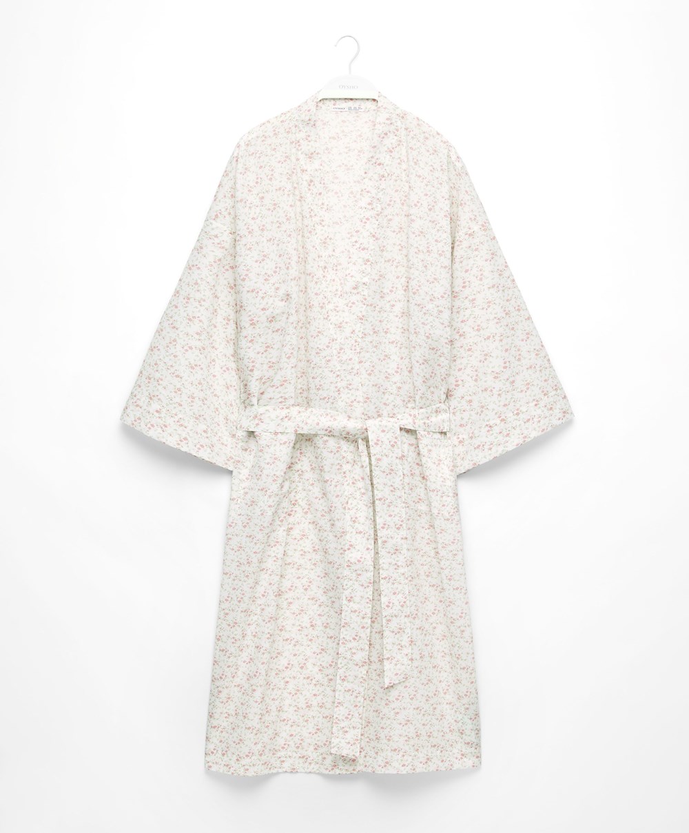 Oysho Floral Print 100% Pamut Dressing Gown Mid-rosette | STWUMO-108