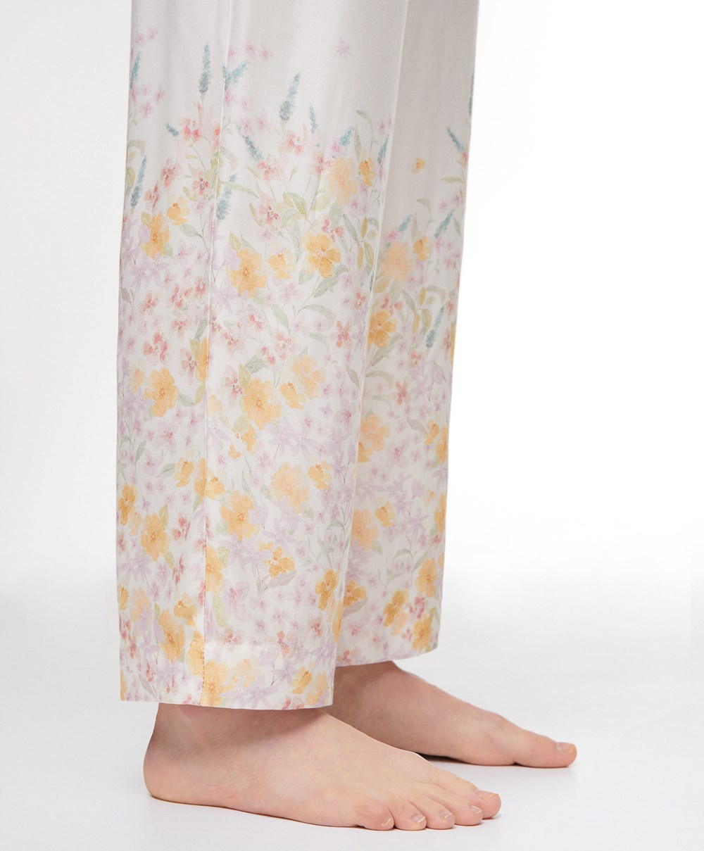 Oysho Floral Print Trousers Pale Mauve | KETCVO-549