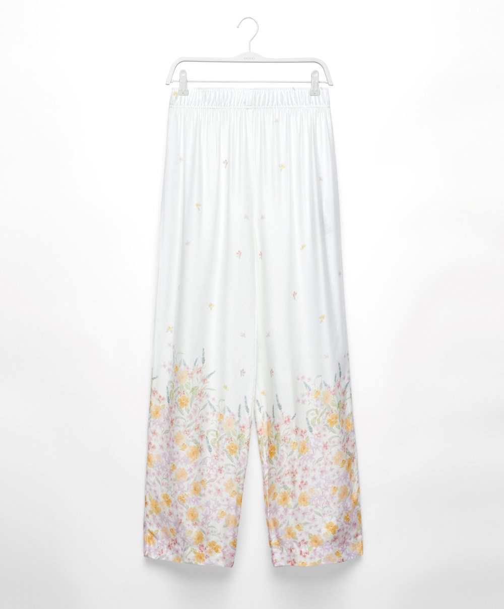 Oysho Floral Print Trousers Pale Mauve | KETCVO-549