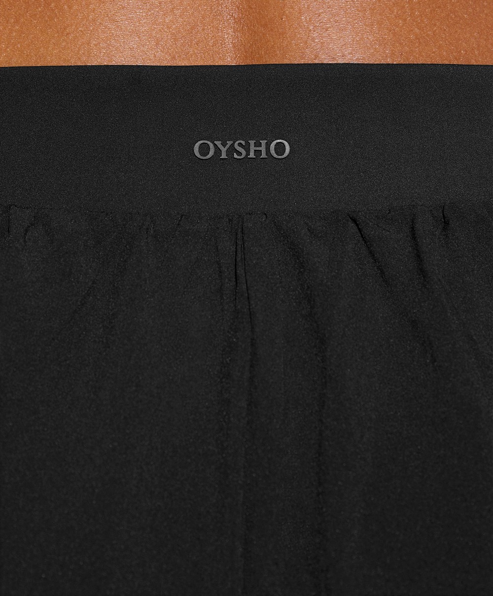 Oysho Futó Shorts Fekete | IHBWFK-298