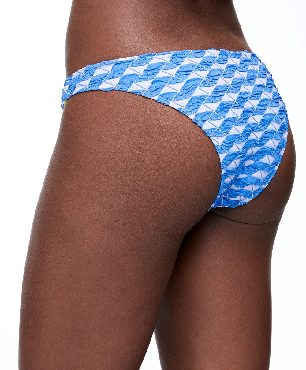 Oysho Geometric Jacquard Medium-coverage Bikini Briefs Kék | UQOXHK-569