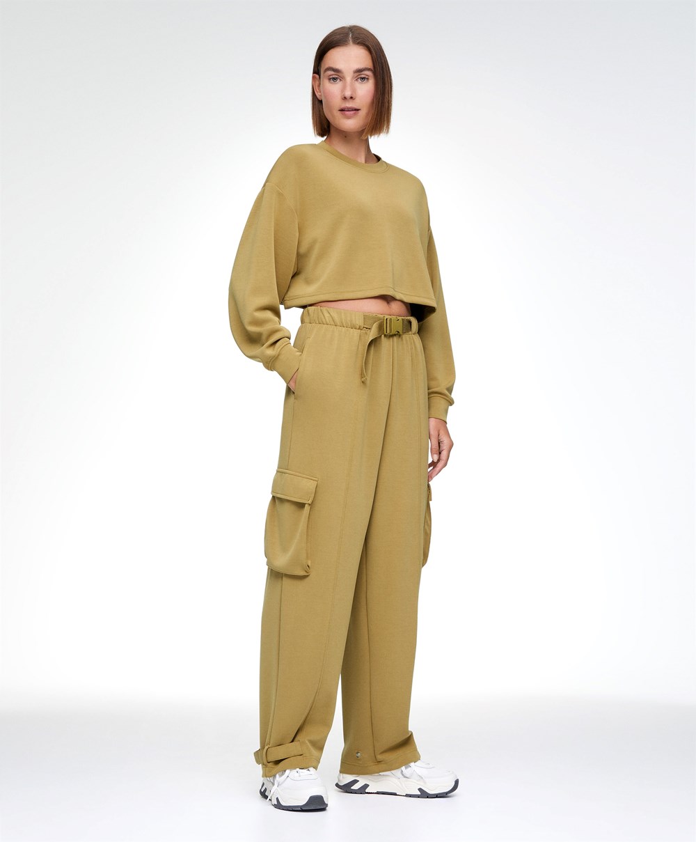 Oysho Green Modal Cargo Tracksuit Olivazöld | YZRPLN-618