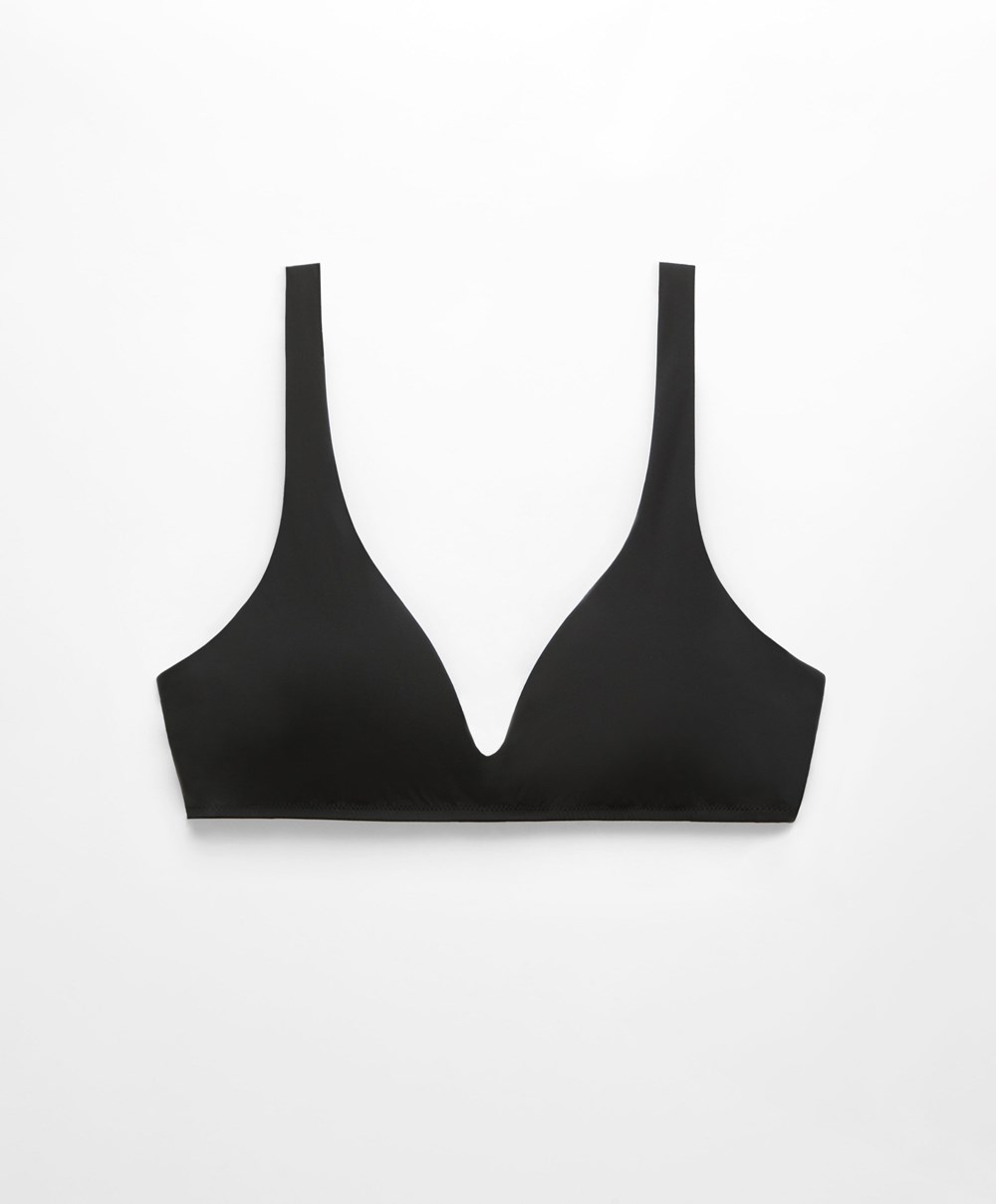 Oysho Halterneck Bikini Top Fekete | PGVBWC-920