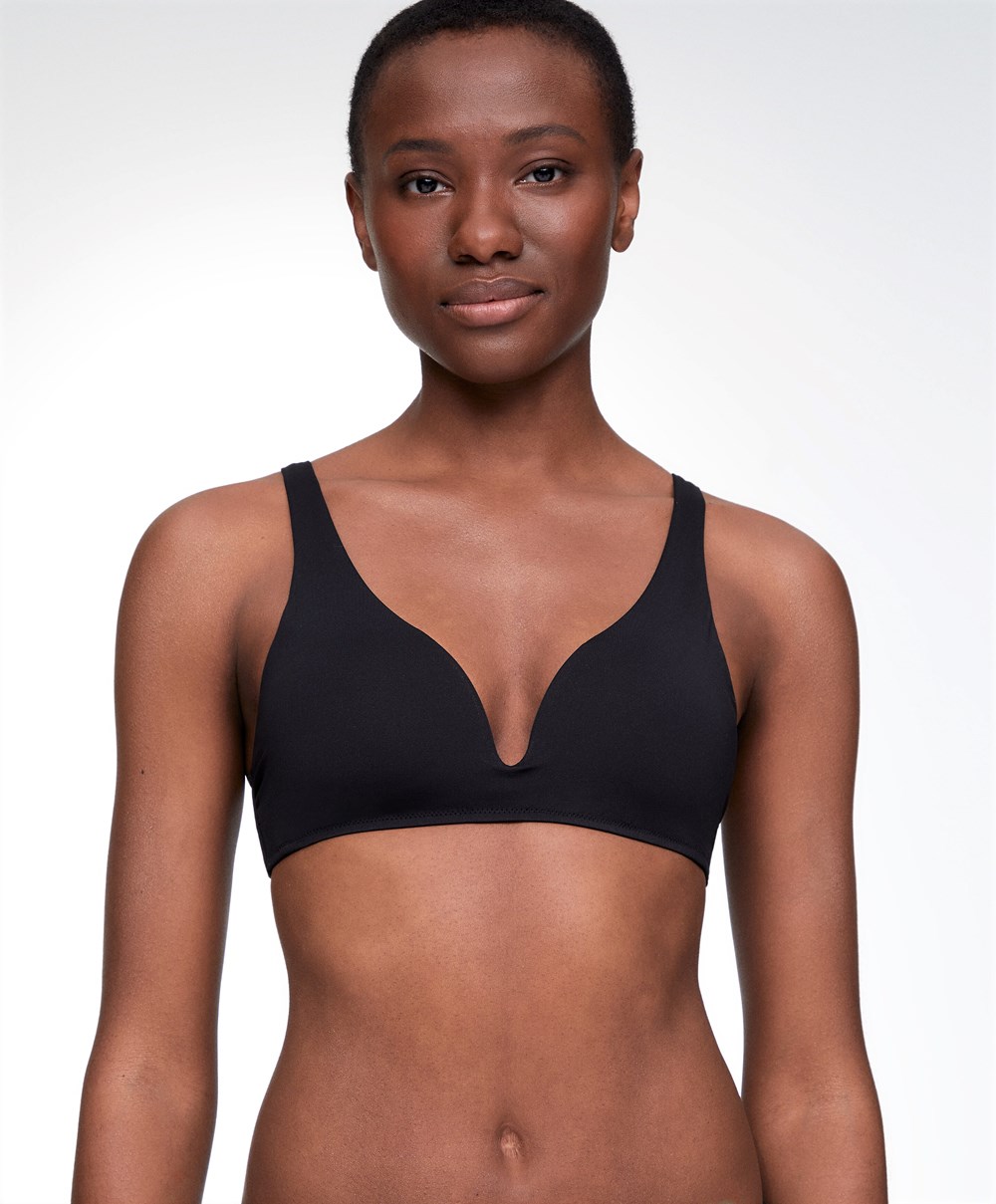 Oysho Halterneck Bikini Top Fekete | PGVBWC-920