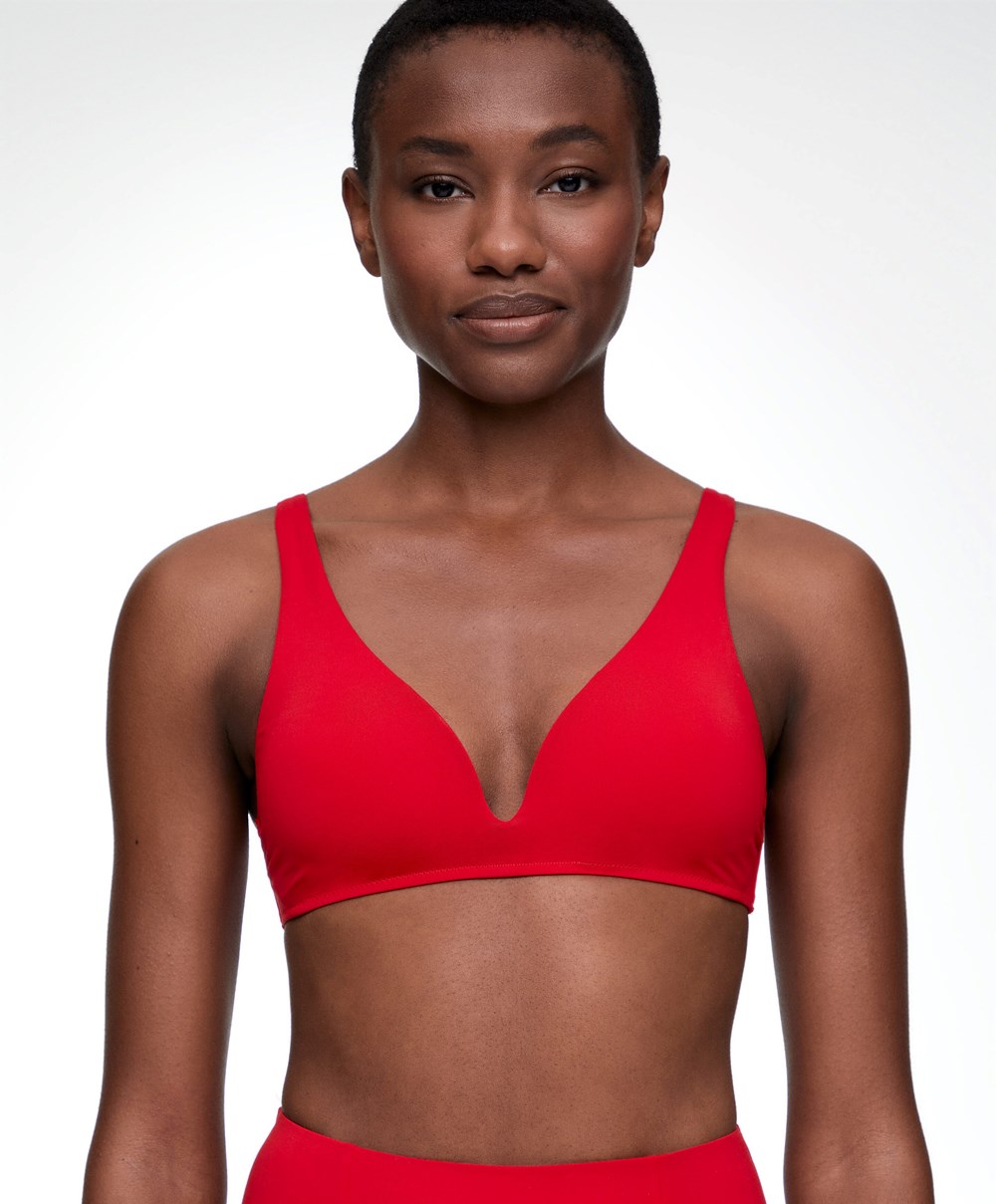 Oysho Halterneck Bikini Top Piros | LGHMAB-690