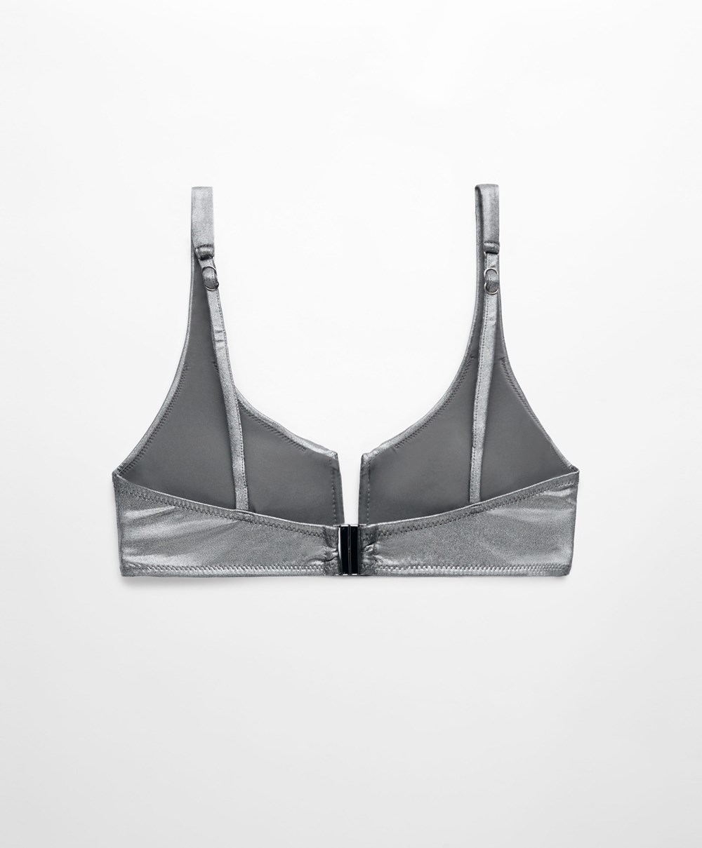 Oysho Halterneck-style Bikini Top With V-neck Titán | IDRZVH-974