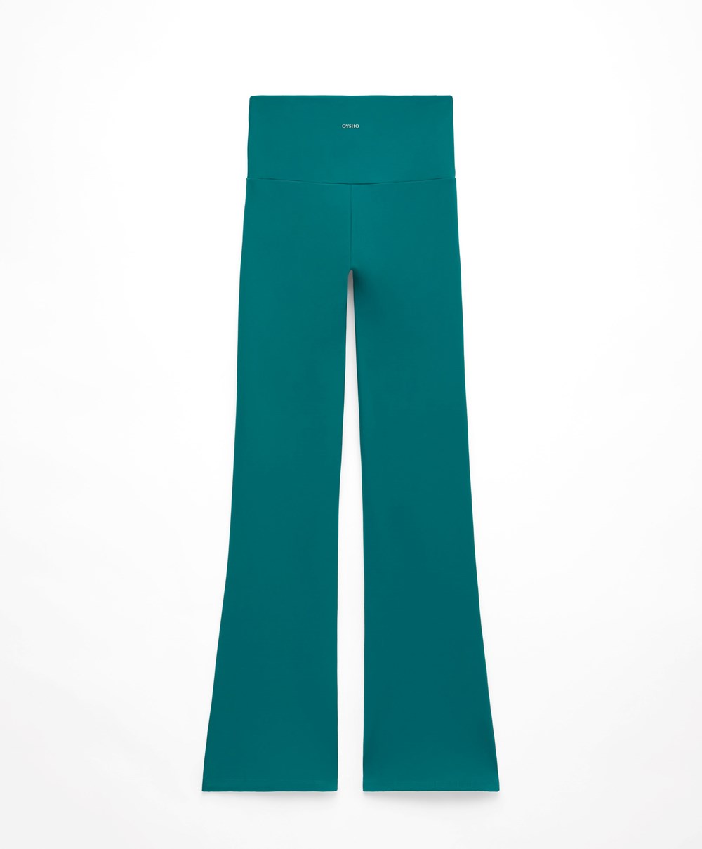 Oysho High-rise Comfortlux Flare Trousers Zöld | KIZEXN-094