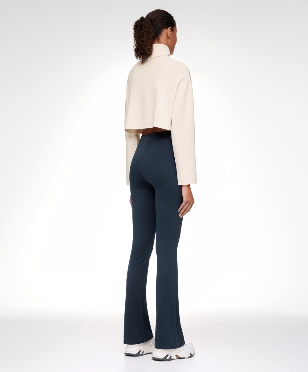 Oysho High-strength Fabric Flare Trousers Sötétkék | HJCOIT-263