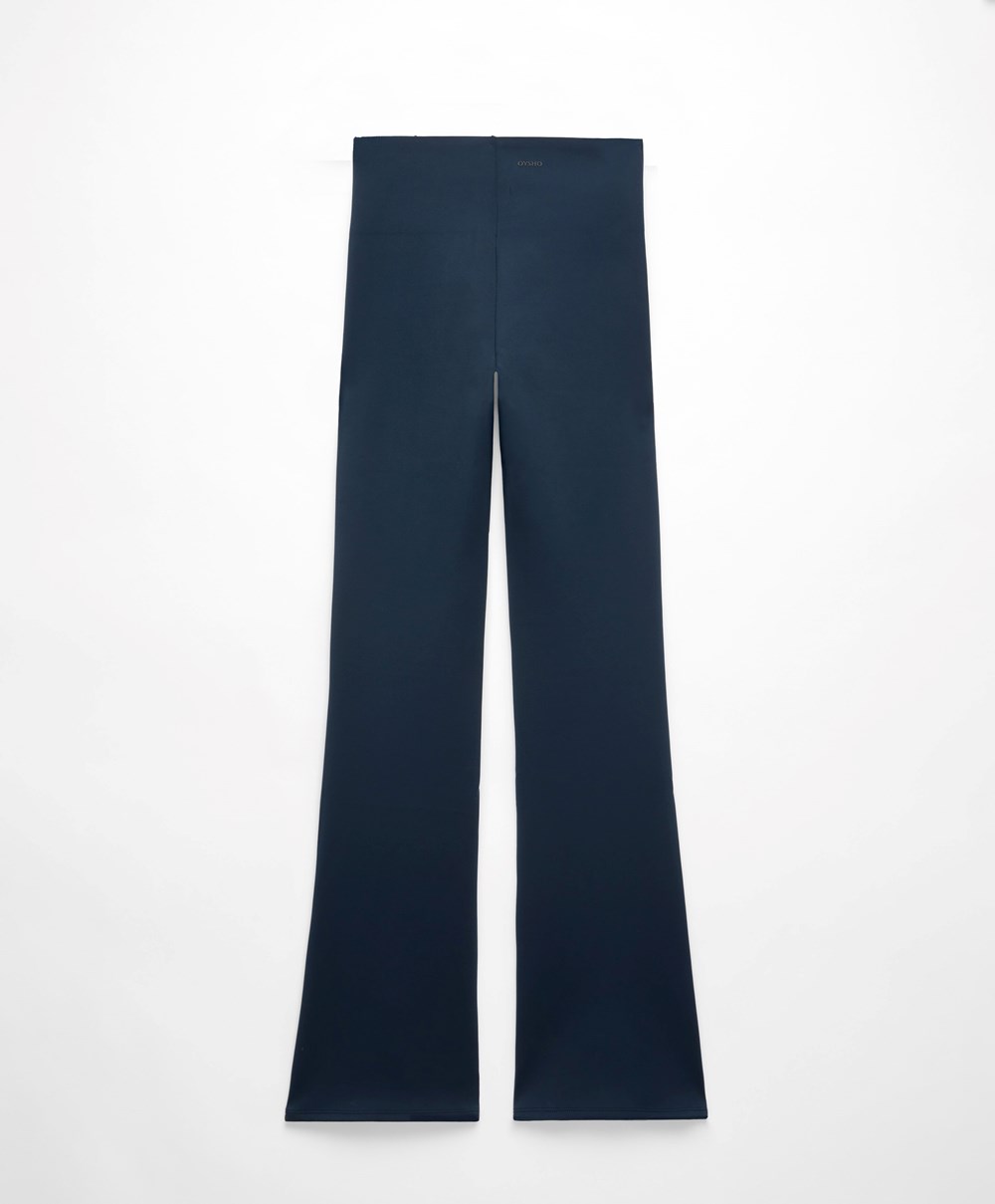 Oysho High-strength Fabric Flare Trousers Sötétkék | HJCOIT-263