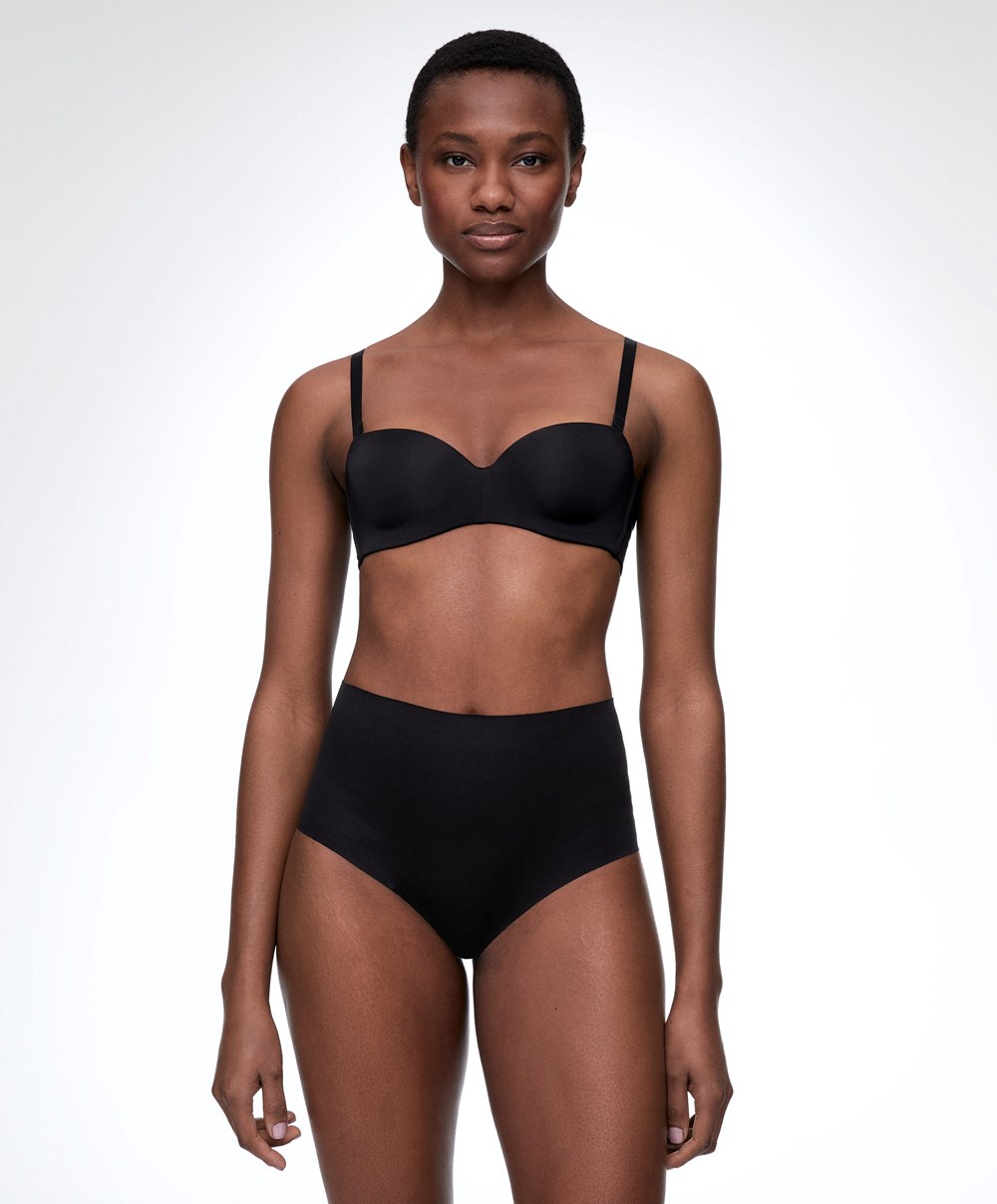 Oysho High-waisted Invisible Laser-cut Briefs Fekete | PLBETC-219