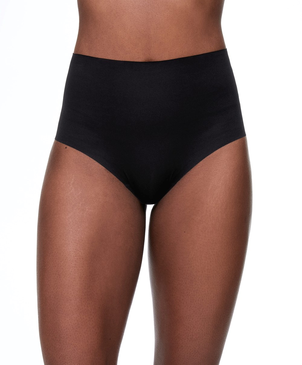 Oysho High-waisted Invisible Laser-cut Briefs Fekete | PLBETC-219