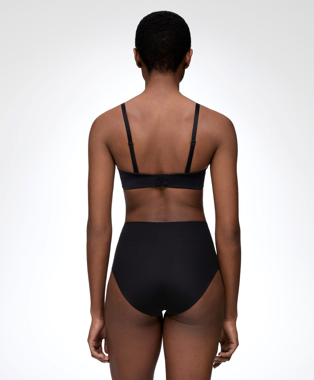 Oysho High-waisted Invisible Laser-cut Briefs Fekete | PLBETC-219